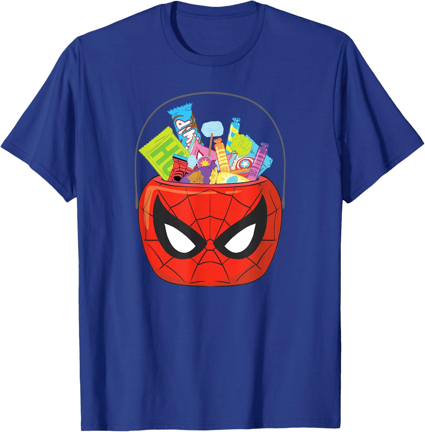 Marvel Spider-Man Halloween Trick or Treat Candy Bucket T-Shirt - T-Shirt | Royal