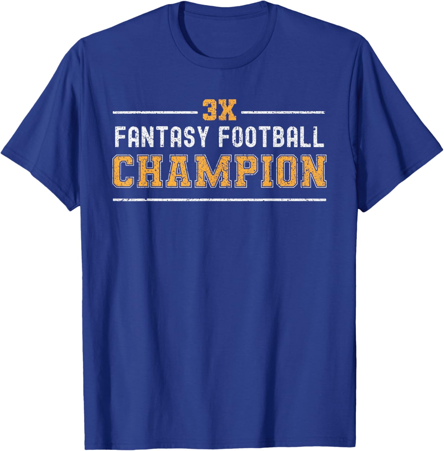 3 Time Fantasy League Champ Winner Fantasy Football Champion T-Shirt - T-Shirt | Royal