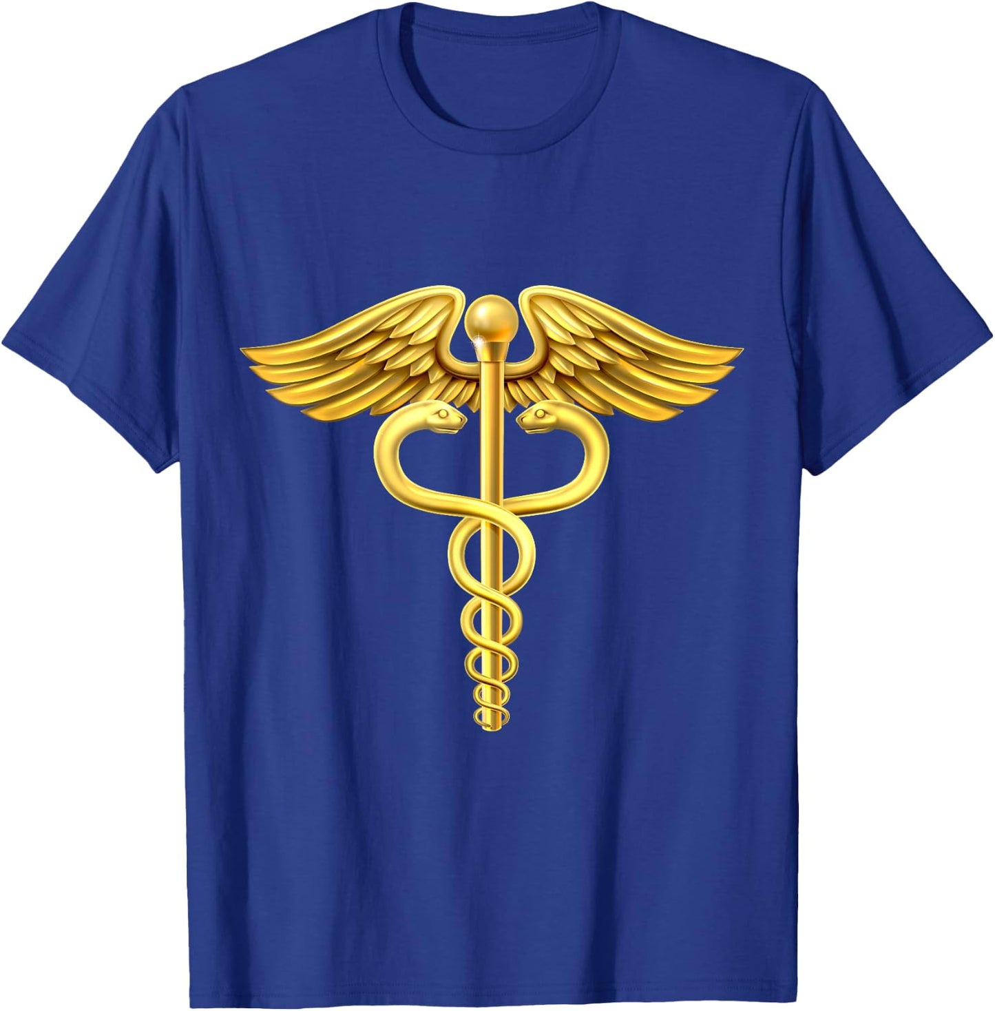 Gold caduceus medical symbol design T-Shirt - T-Shirt | Royal