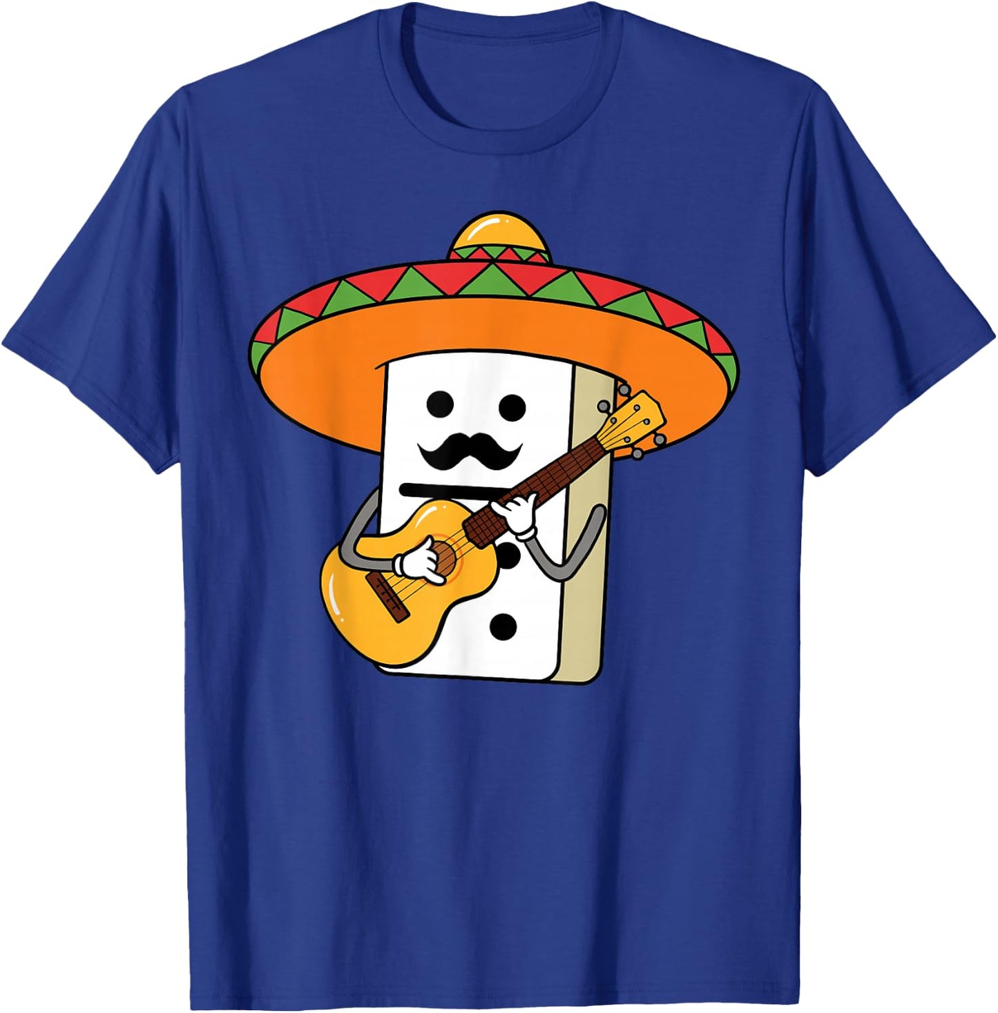 Mexican Train Domino Playing Guitar With Sombrero T-Shirt - T-Shirt | Royal
