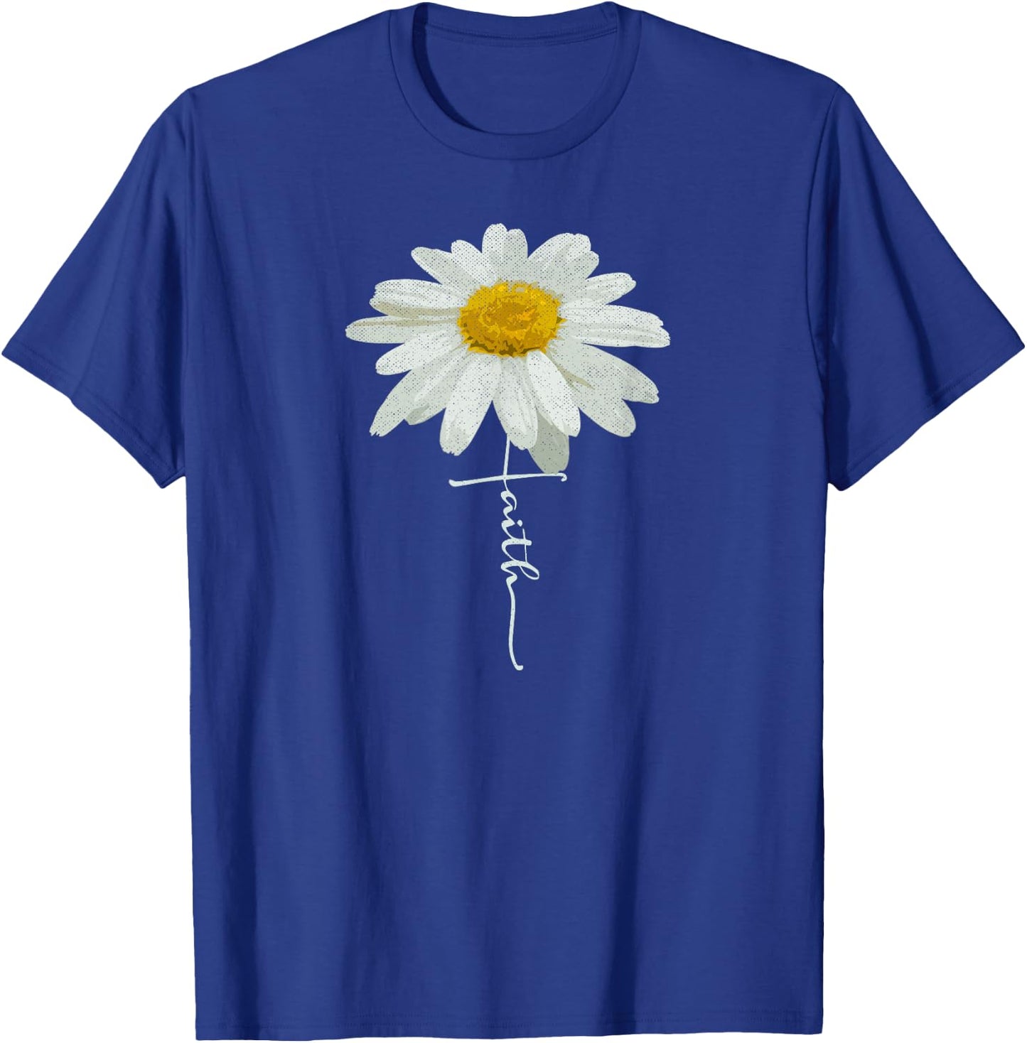 Christian Faith Cross Daisy Flower, Christian Men Women T-Shirt - T-Shirt | Royal