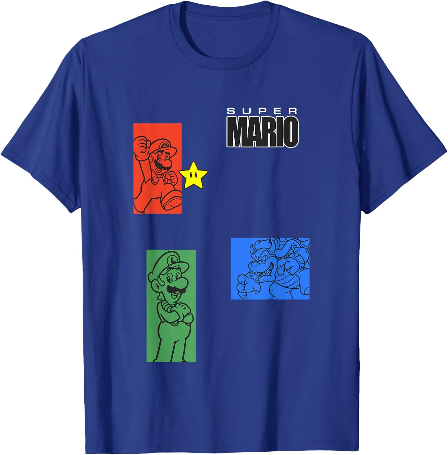 Super Mario Luigi & Bowser Color Trio Panels T-Shirt - T-Shirt | Royal