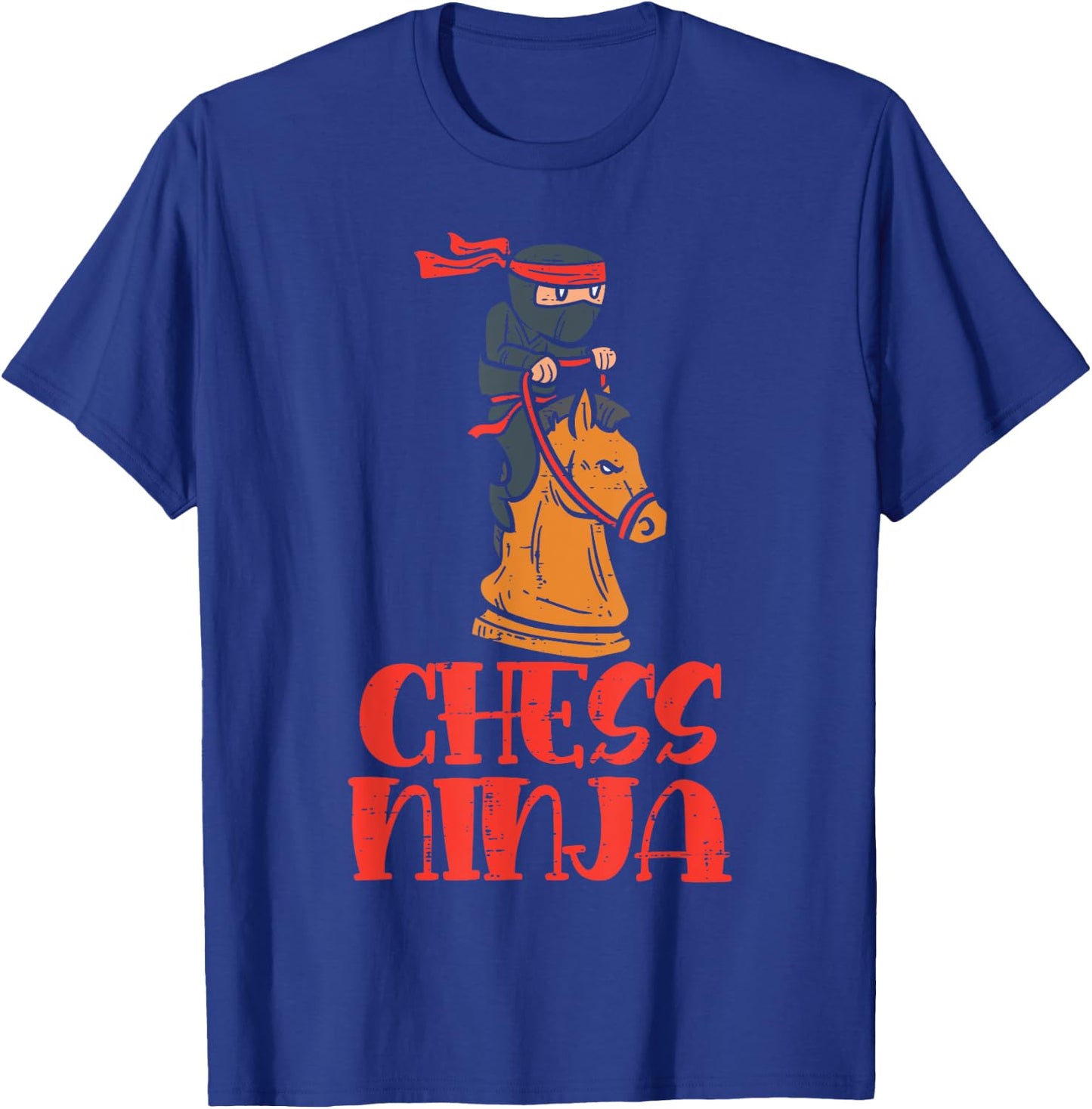 Chess Ninja On Knight Horse Funny Player Boys Girls Kids T-Shirt - T-Shirt | Royal