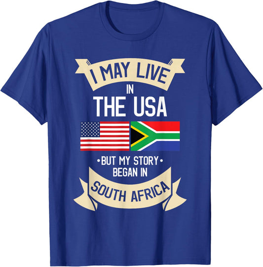 South Africa American Flag USA South African Roots Gifts Women Girls Kids Men T-Shirt - T-Shirt | Royal