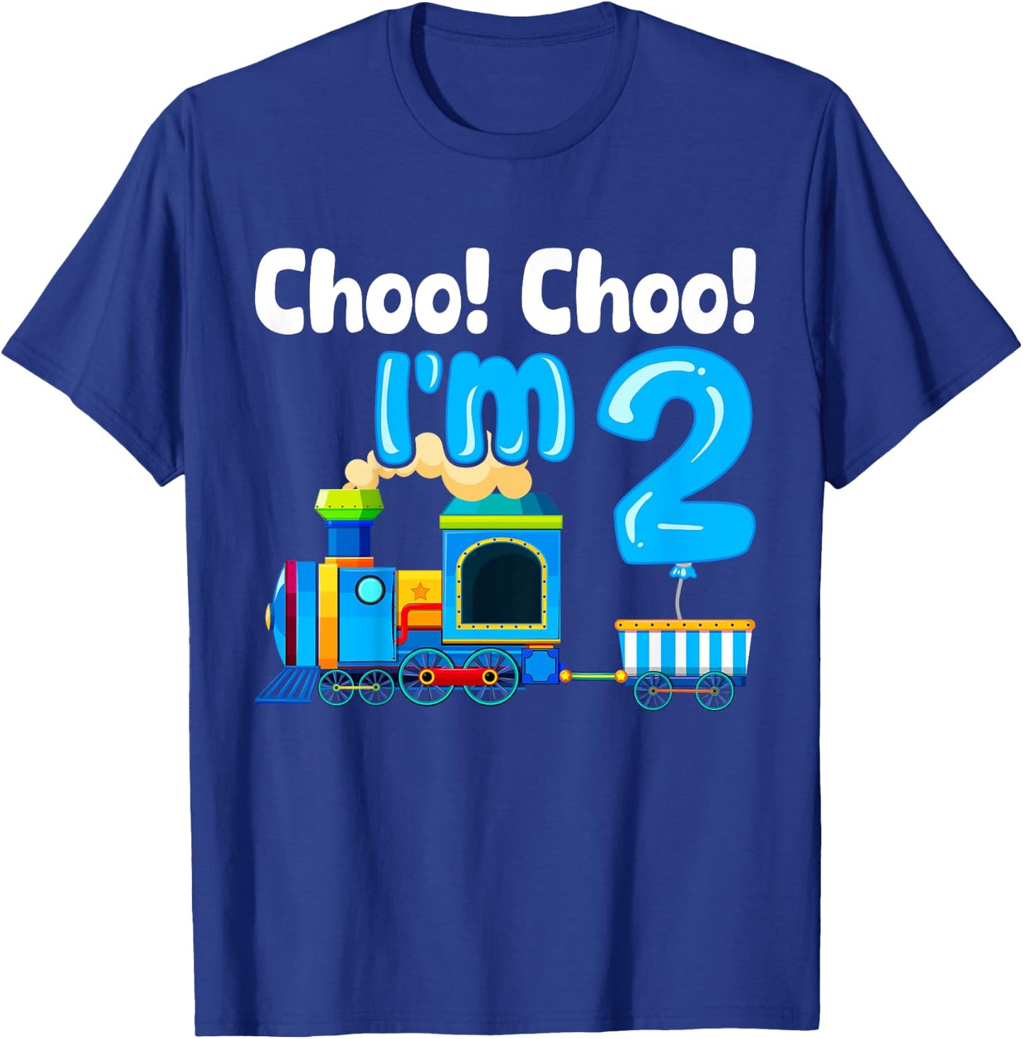 Train Choo Choo I'm 2 Years Old 2nd Birthday Train Kids T-Shirt - T-Shirt | Royal
