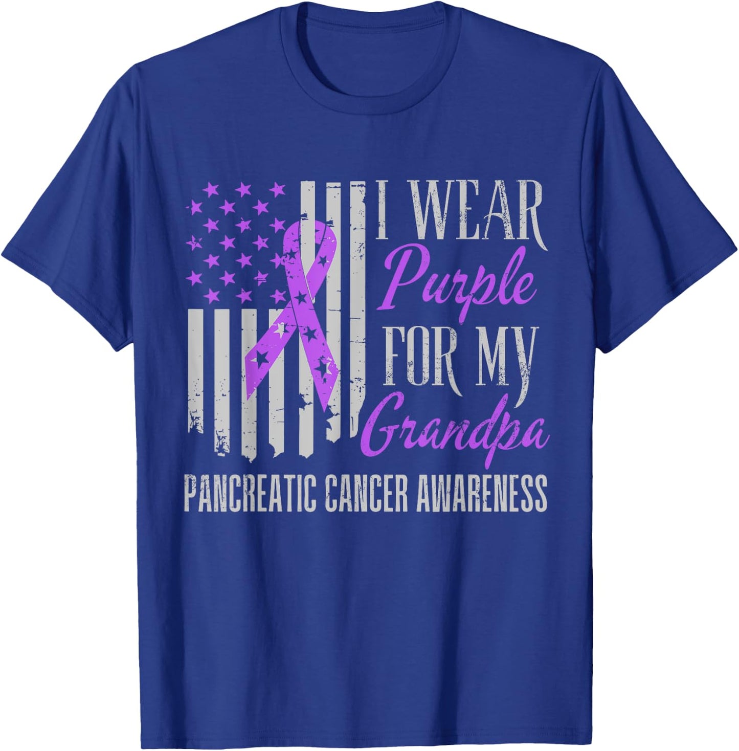 I Wear Purple For My grandpa Pancreatic Cancer Awareness T-Shirt - T-Shirt | Royal