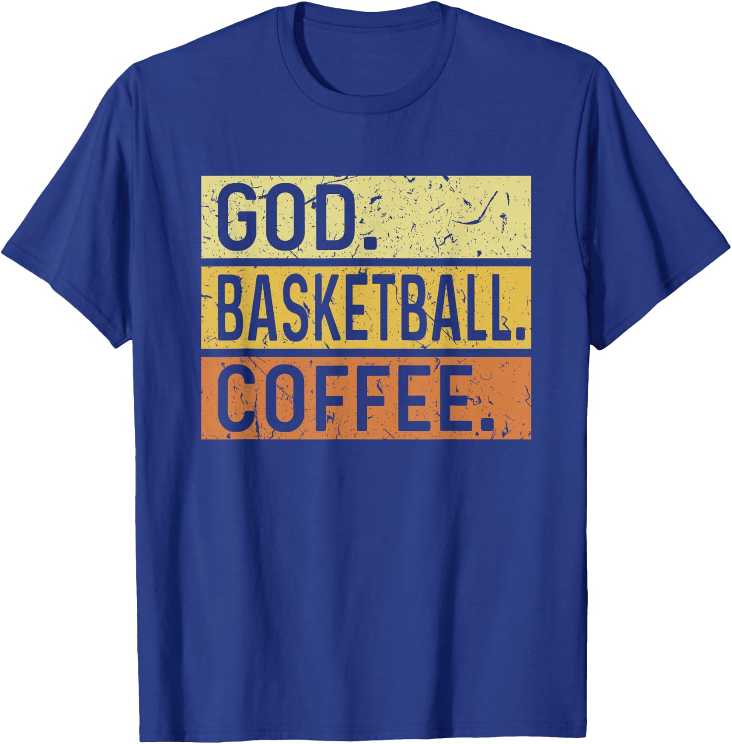 God Basketball Coffee Retro Vintage Distressed T-Shirt - T-Shirt | Royal