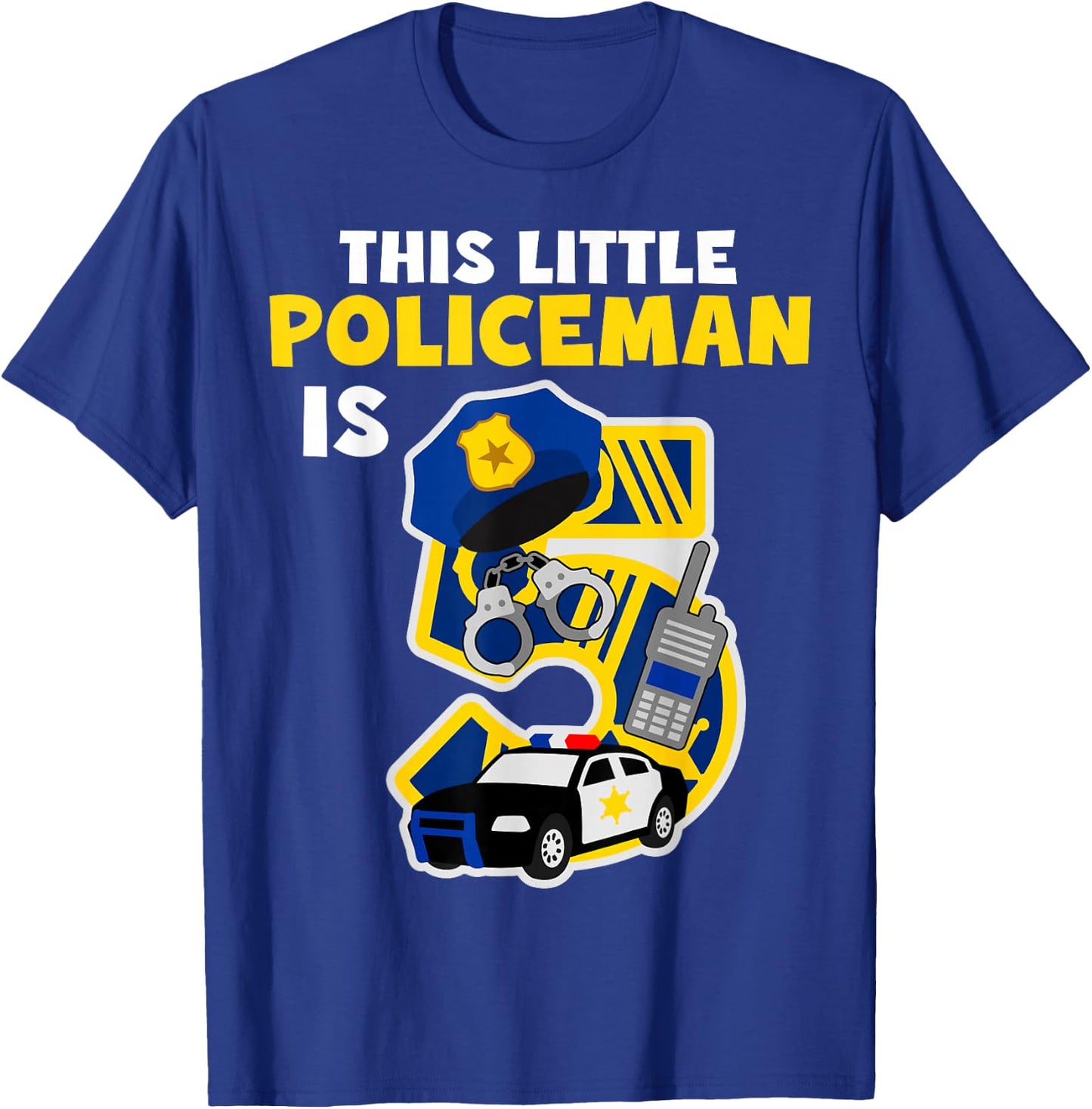 This Little Policeman is 5 Five Years 5th Birthday Party Cop T-Shirt - T-Shirt | Royal