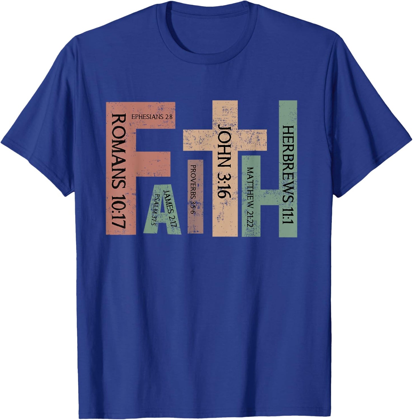 Retro Christian Faith Bible Verse Religious Christian Cross T-Shirt - T-Shirt | Royal
