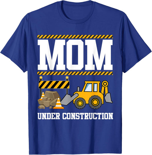 Mom Under Construction Kids Truck Excavator Matching Family T-Shirt - T-Shirt | Royal