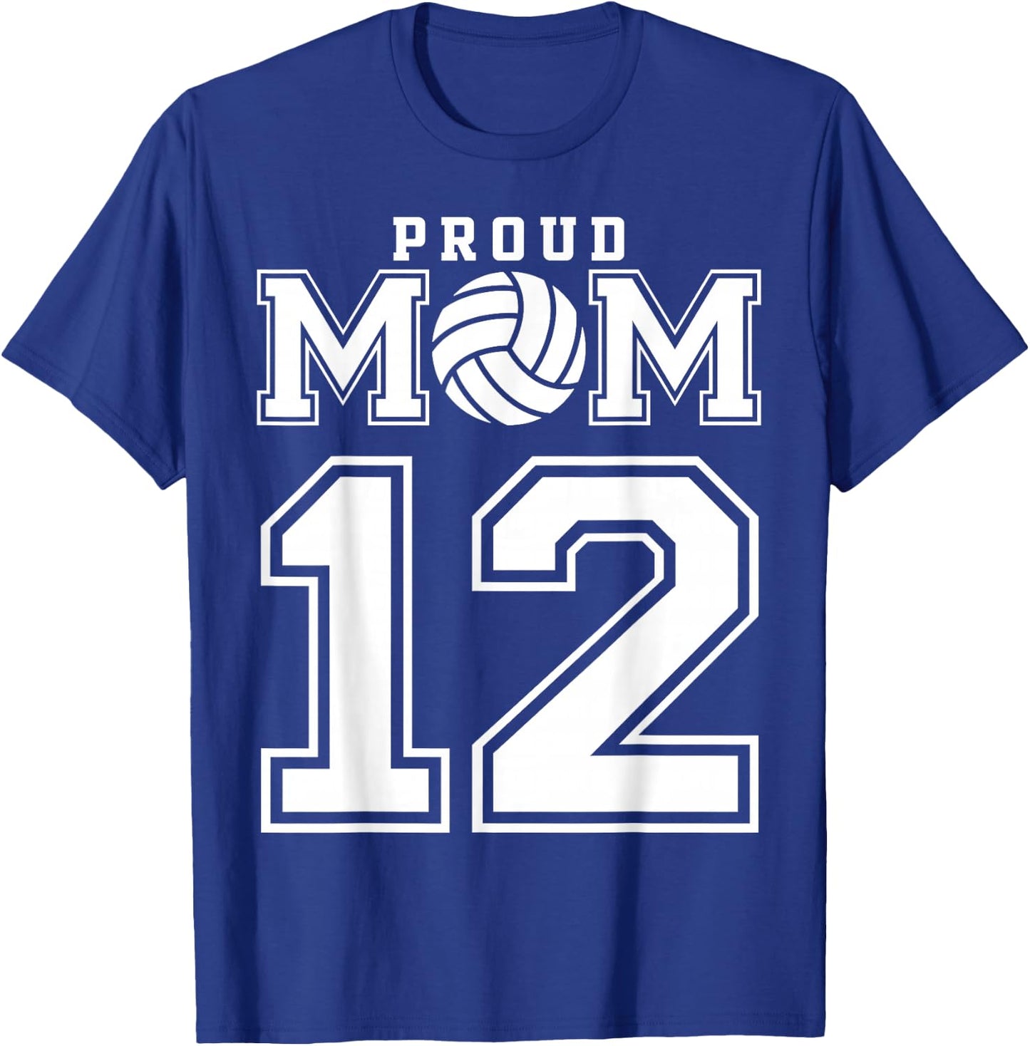 Custom Proud Volleyball Mom Number 12 Personalized Women T-Shirt - T-Shirt | Royal