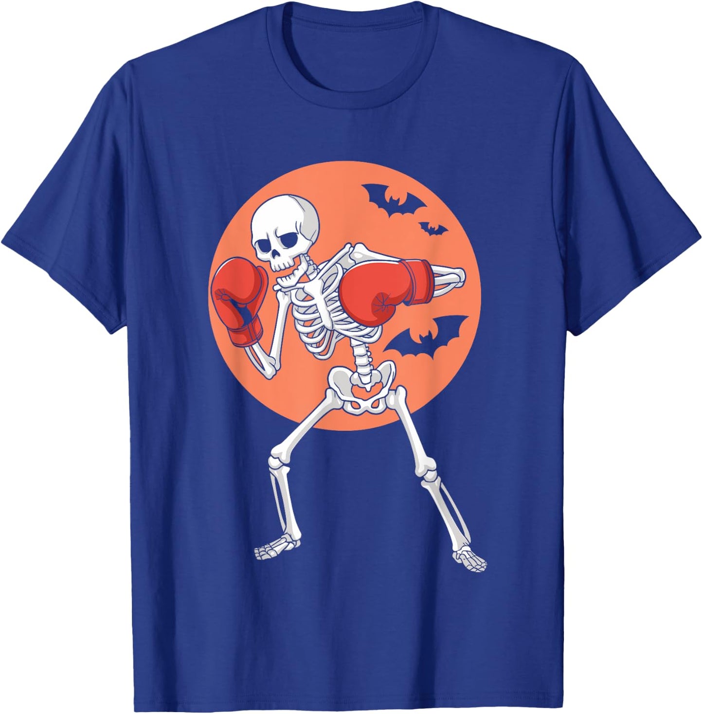 Funny Skeleton Boxing Lovers Spooky Halloween Boxer Moon T-Shirt - T-Shirt | Royal