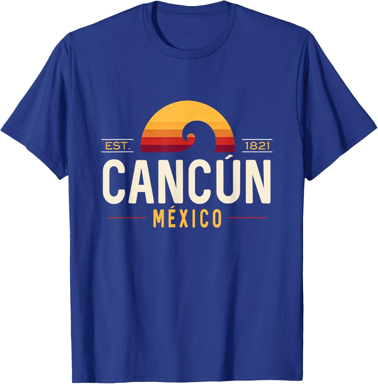 Cancún México | Cancun Mexico Retro Wave Logo T-Shirt - T-Shirt | Royal