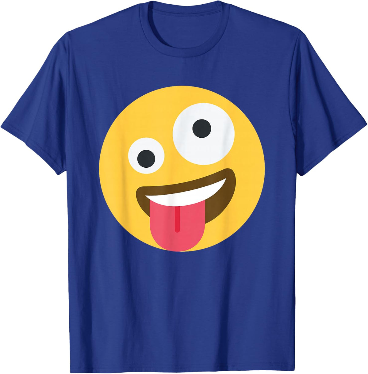 Funny Emoticon Apparel Wild Crazy Eyes Excited Zany Face Emoticon -Adults & Kids Black Short Sleeve T-Shirt - T-Shirt | Royal