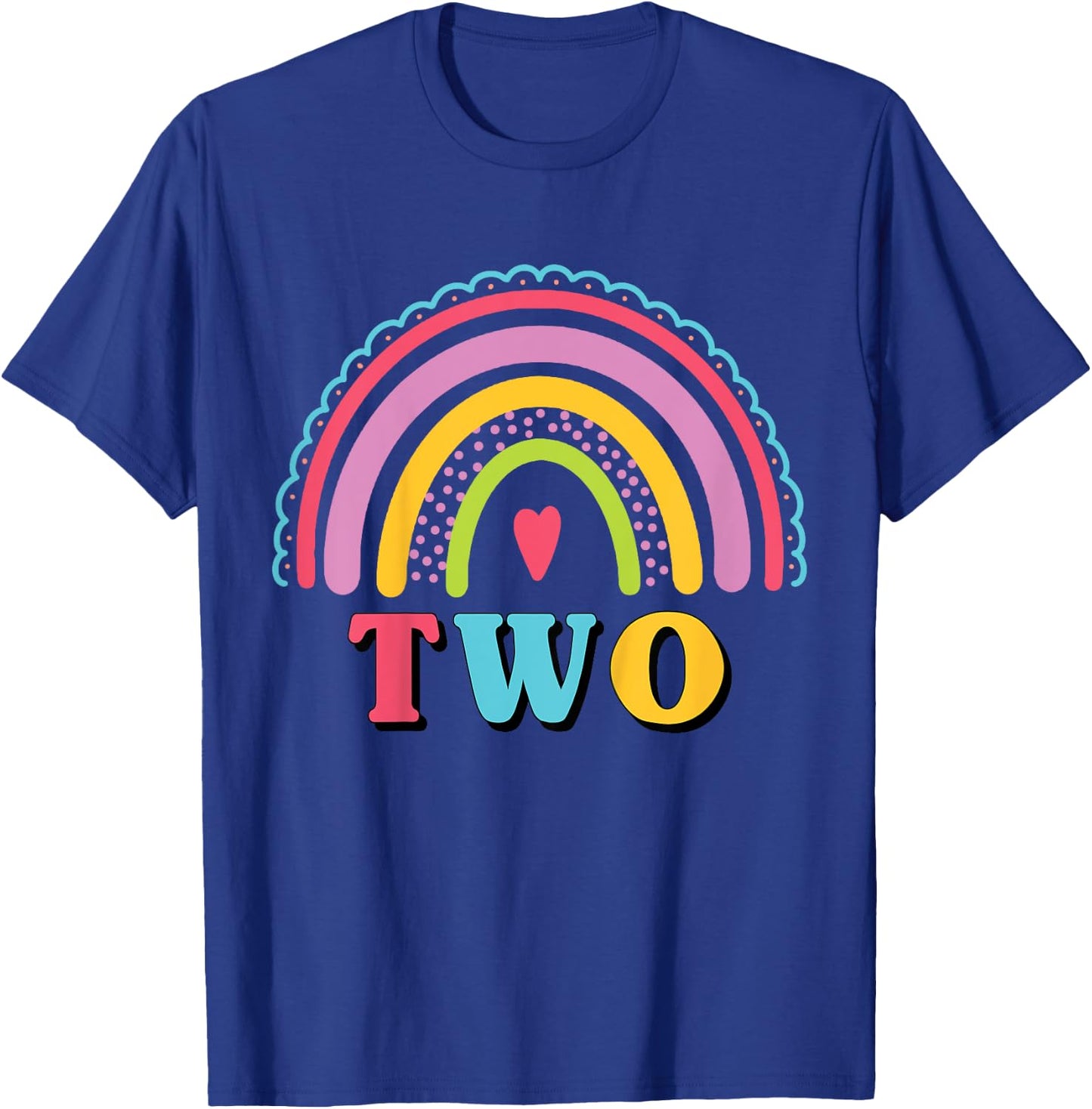 Kids Rainbow Birthday Girl Two Years Old 2nd Birthday Kids Girls T-Shirt - T-Shirt | Royal