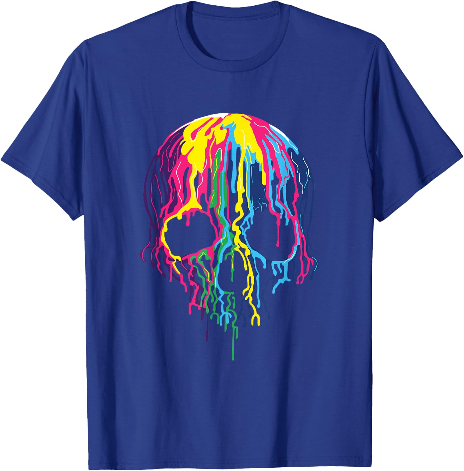Colorful Melting Rainbow Skull Art Graphic Halloween Costume T-Shirt - T-Shirt | Royal