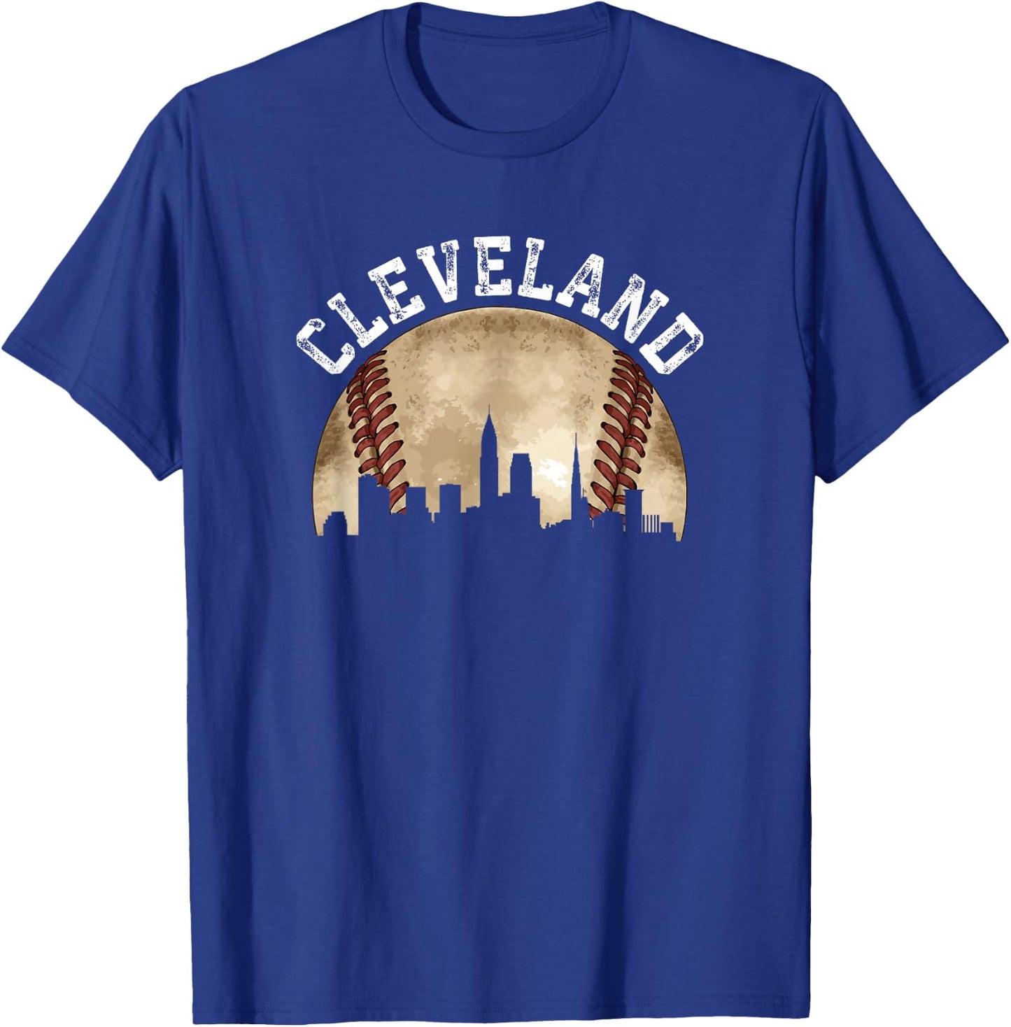 Cleveland Skyline City Vintage Baseball Lover T-Shirt - T-Shirt | Royal