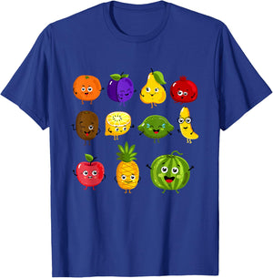 Funny Fruits Collage Fruit and Vegetables T-Shirt - T-Shirt | Royal