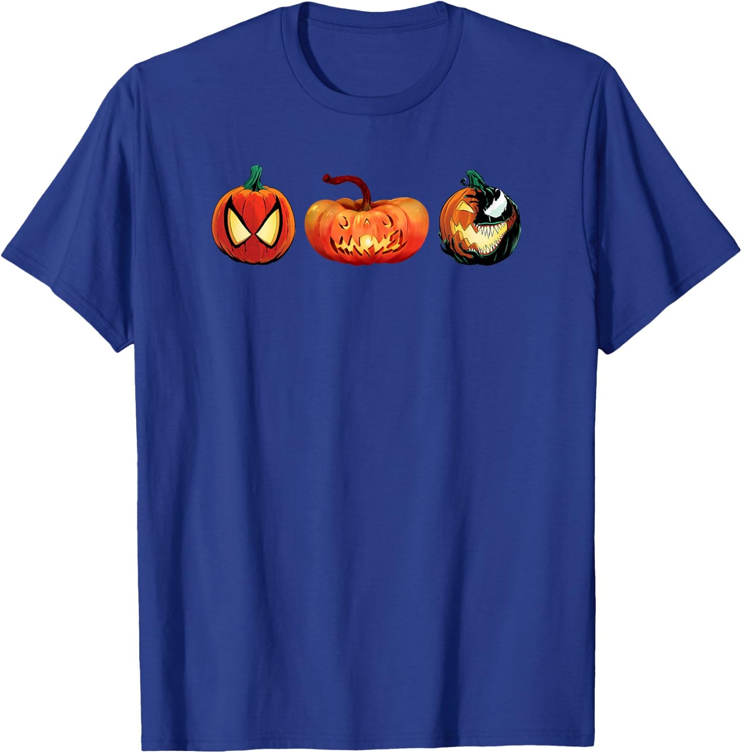 Marvel Spider-Man & Venom Halloween Pumpkin Jack-o’-Lanterns T-Shirt - T-Shirt | Royal