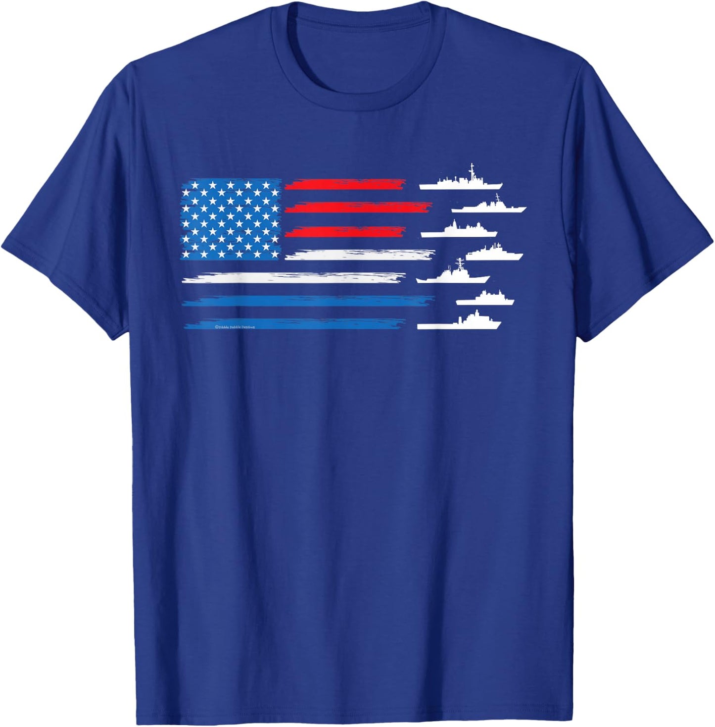 Patriotic Red White Blue USA Flag Military Ships 4th of July T-Shirt - T-Shirt | Royal