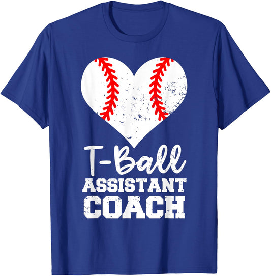 T-Ball Assistant Coach Heart Funny T-Ball Player T-Shirt - T-Shirt | Royal