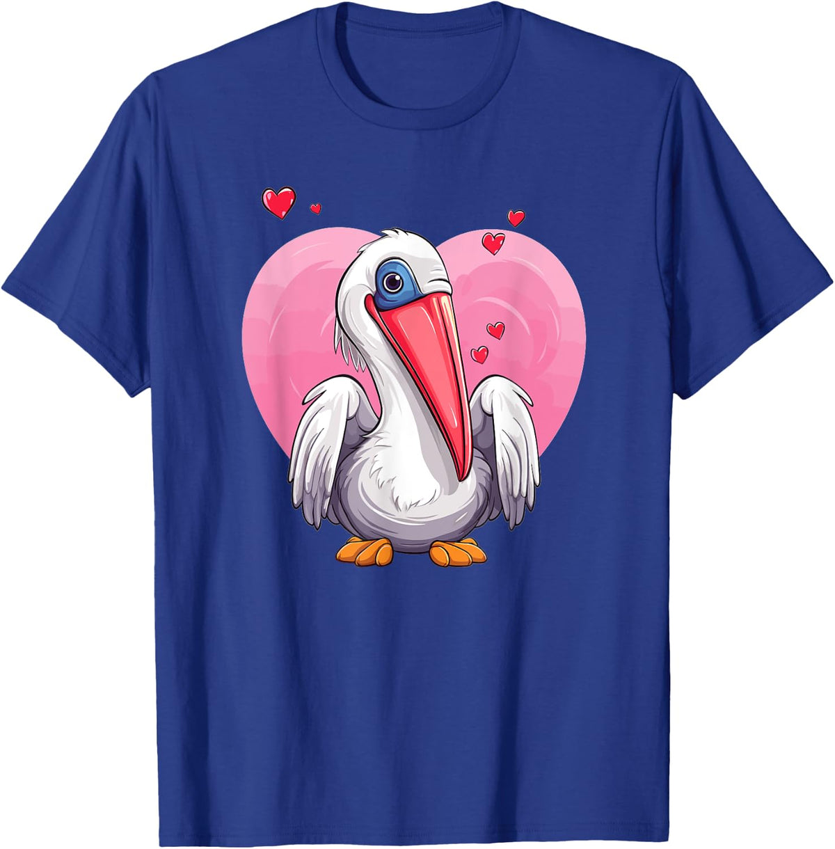 Cute Pelican With Hearts I Kids Pelican T-Shirt - T-Shirt | Royal