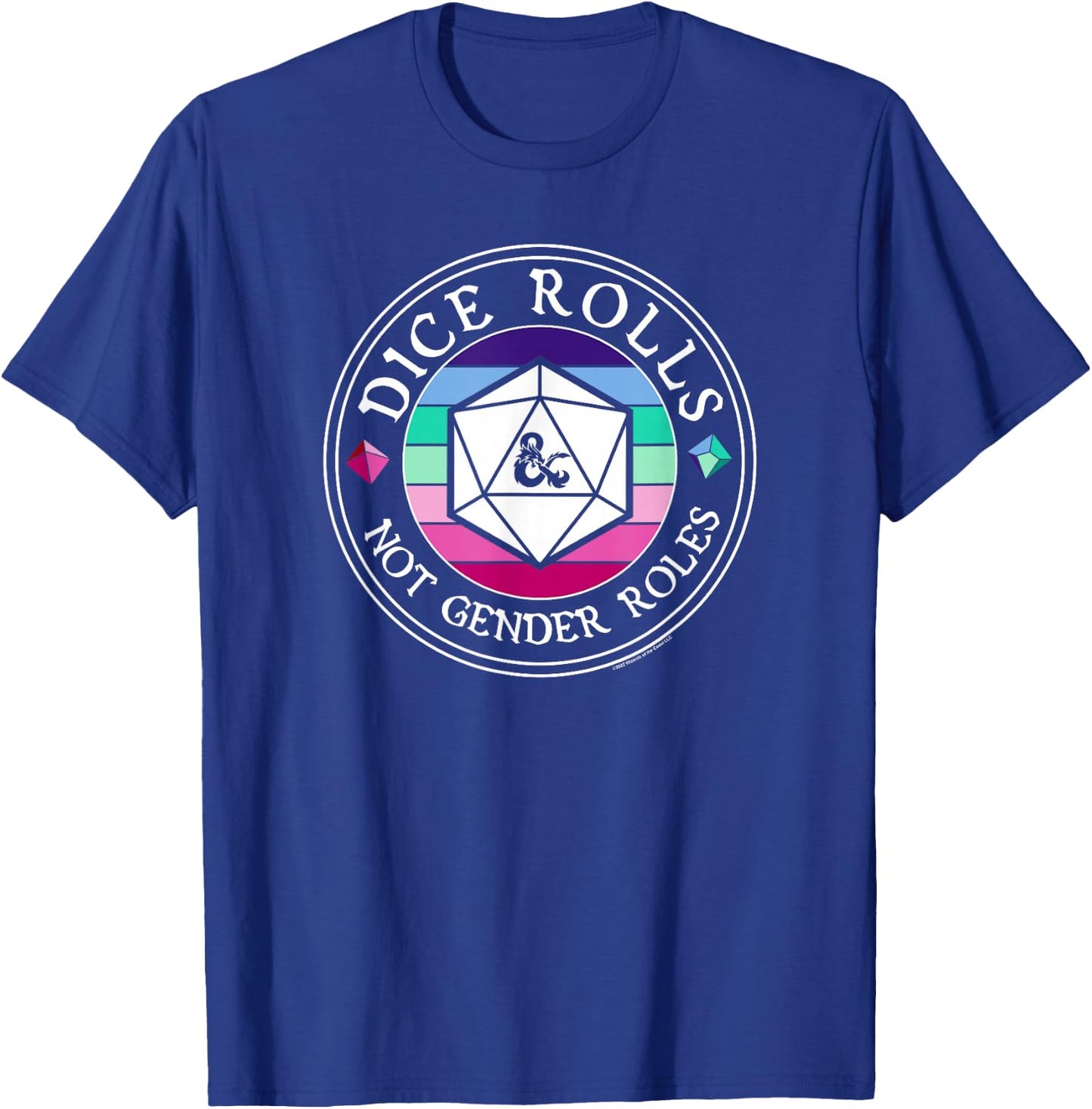 Dungeons & Dragons Dice Rolls Not Gender Roles Pride Logo T-Shirt - T-Shirt | Royal