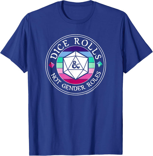Dungeons & Dragons Dice Rolls Not Gender Roles Pride Logo T-Shirt - T-Shirt | Royal