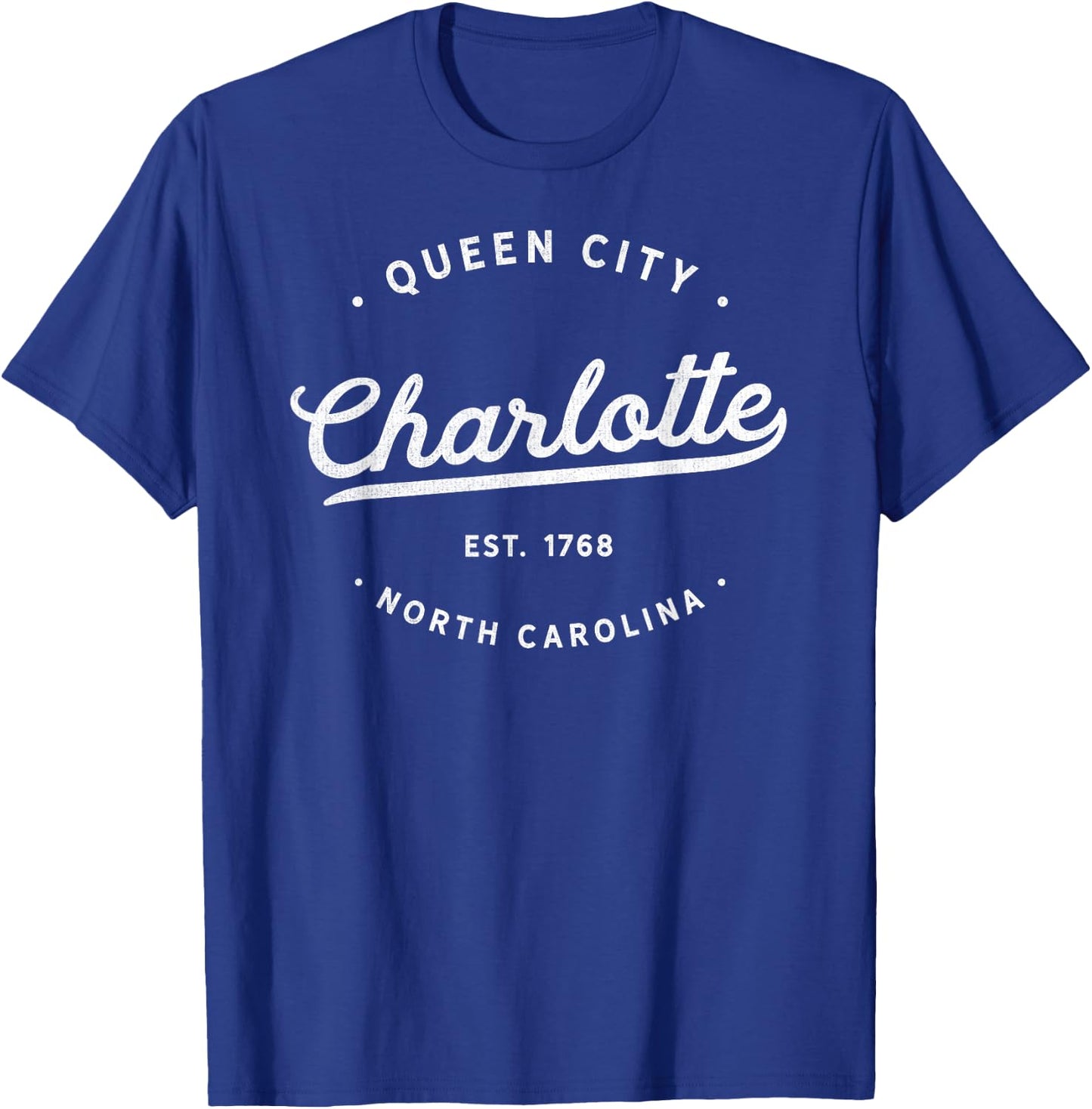 Classic Vintage Retro Charlotte Queen City NC USA Novelty T-Shirt - T-Shirt | Royal