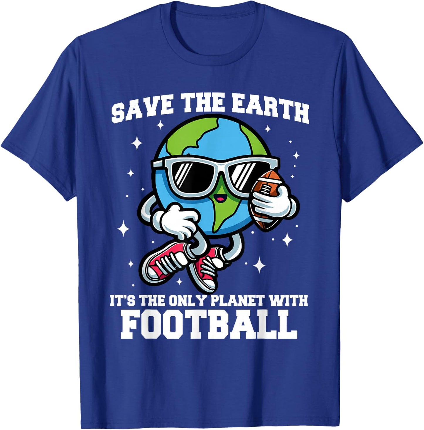 Save Earth Football Design - Funny Earth Day Sports T-Shirt - T-Shirt | Royal