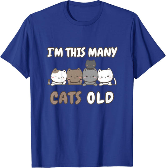 I'm This Many Cats Old - Funny 5th Birthday 5 Years Old Bday T-Shirt - T-Shirt | Royal