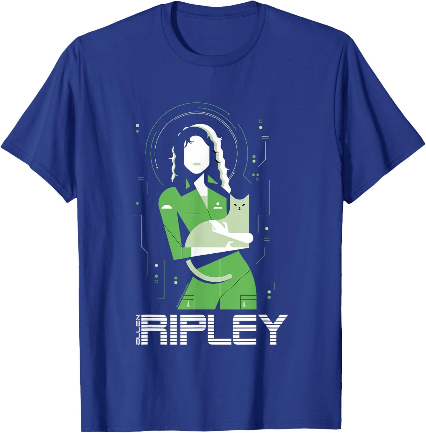 Aliens Iconic Strong Ellen Ripley Silhouette Chest Portrait T-Shirt - T-Shirt | Royal