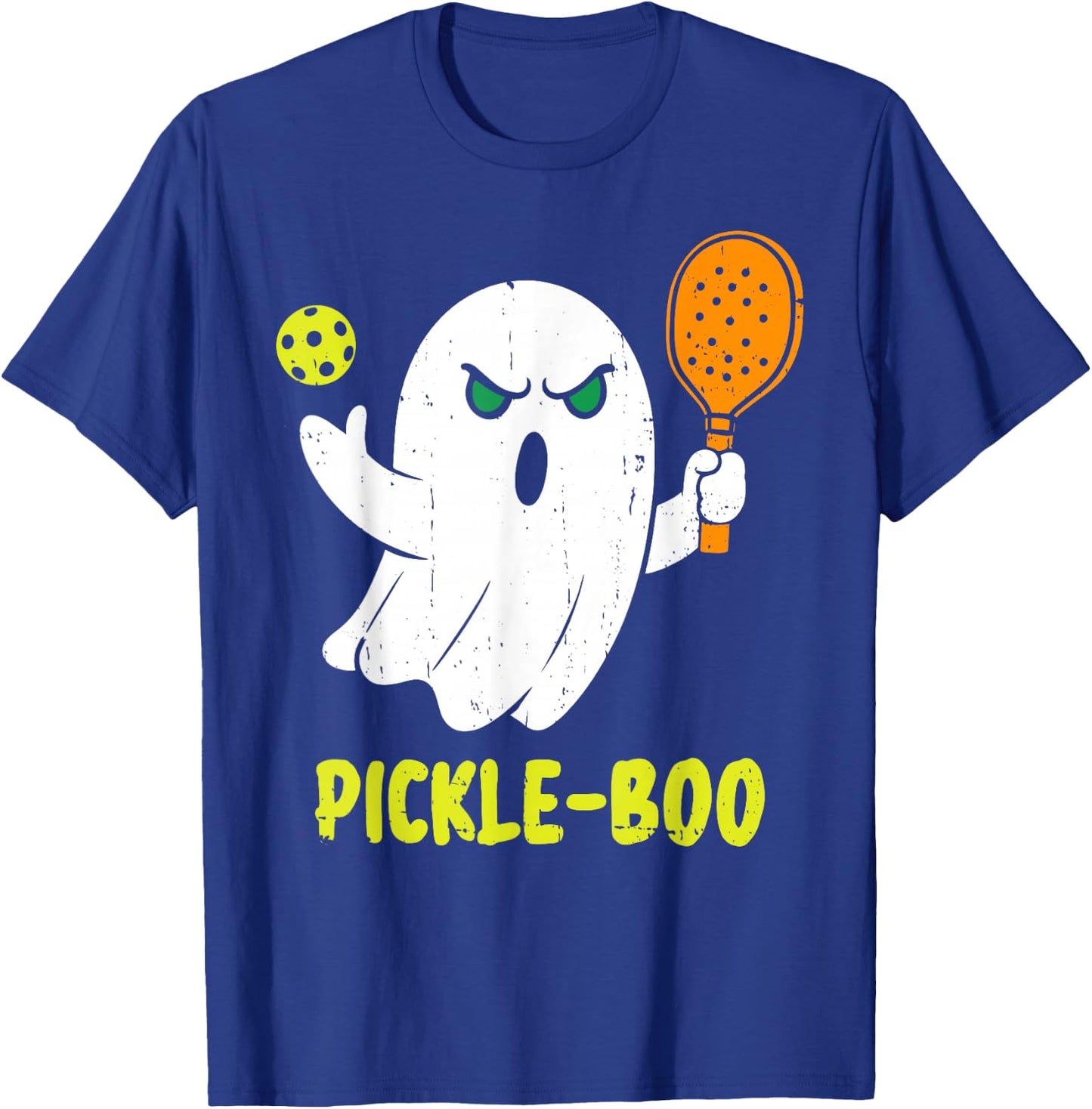 Halloween Pickleball Pickle Boo Ghost Costume Men Women Kids T-Shirt - T-Shirt | Royal