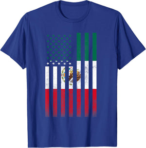 Half Mexican Flag | Vintage American Inside Me USA Gift T-Shirt - T-Shirt | Royal