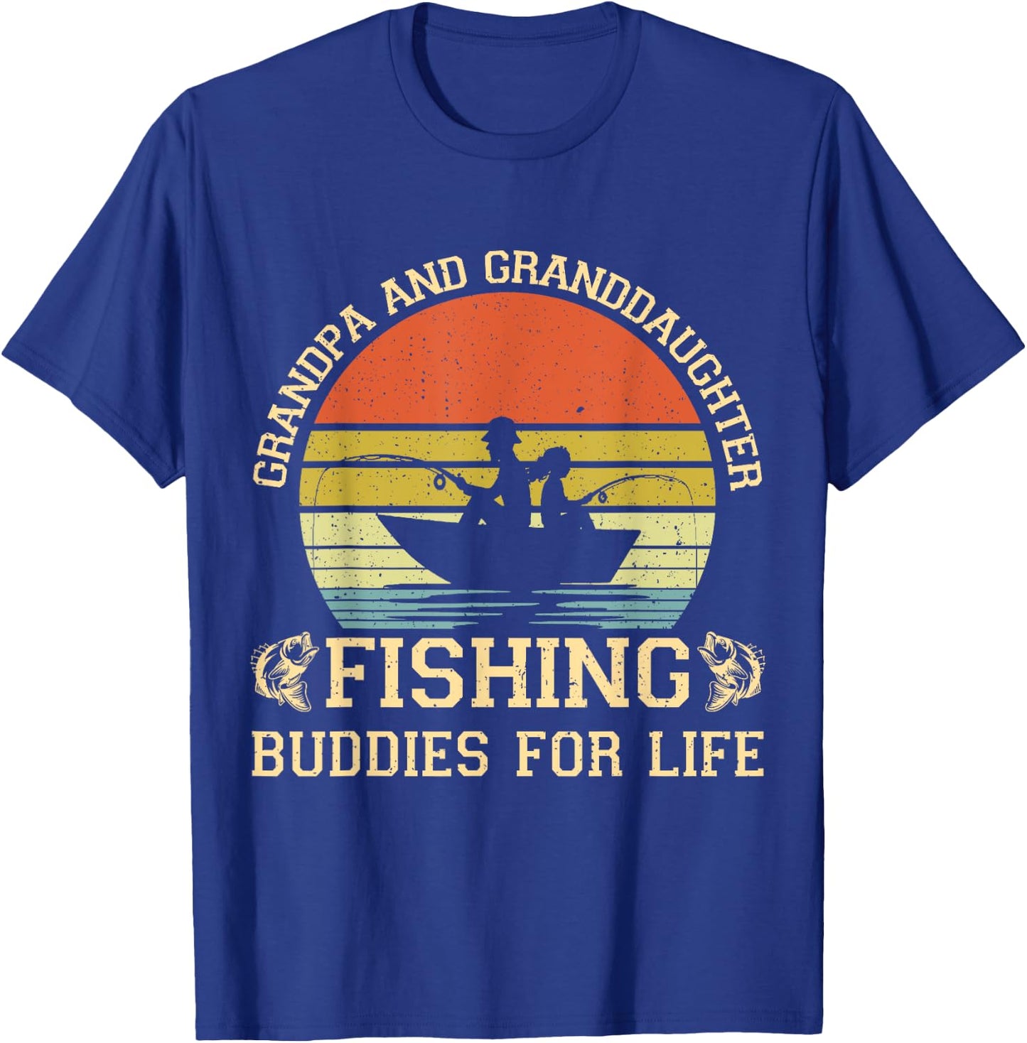 Vintage Grandpa And Granddaughter Fishing Buddies For Life T-Shirt - T-Shirt | Royal