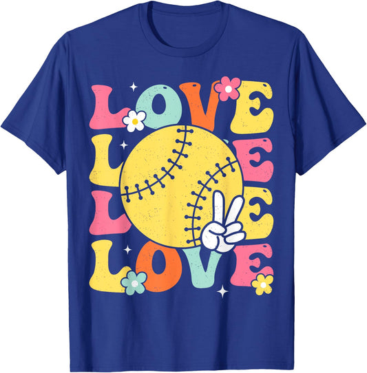 Softball Love Cute Softball Shirts Mom Teens Girls T-Shirt - T-Shirt | Royal