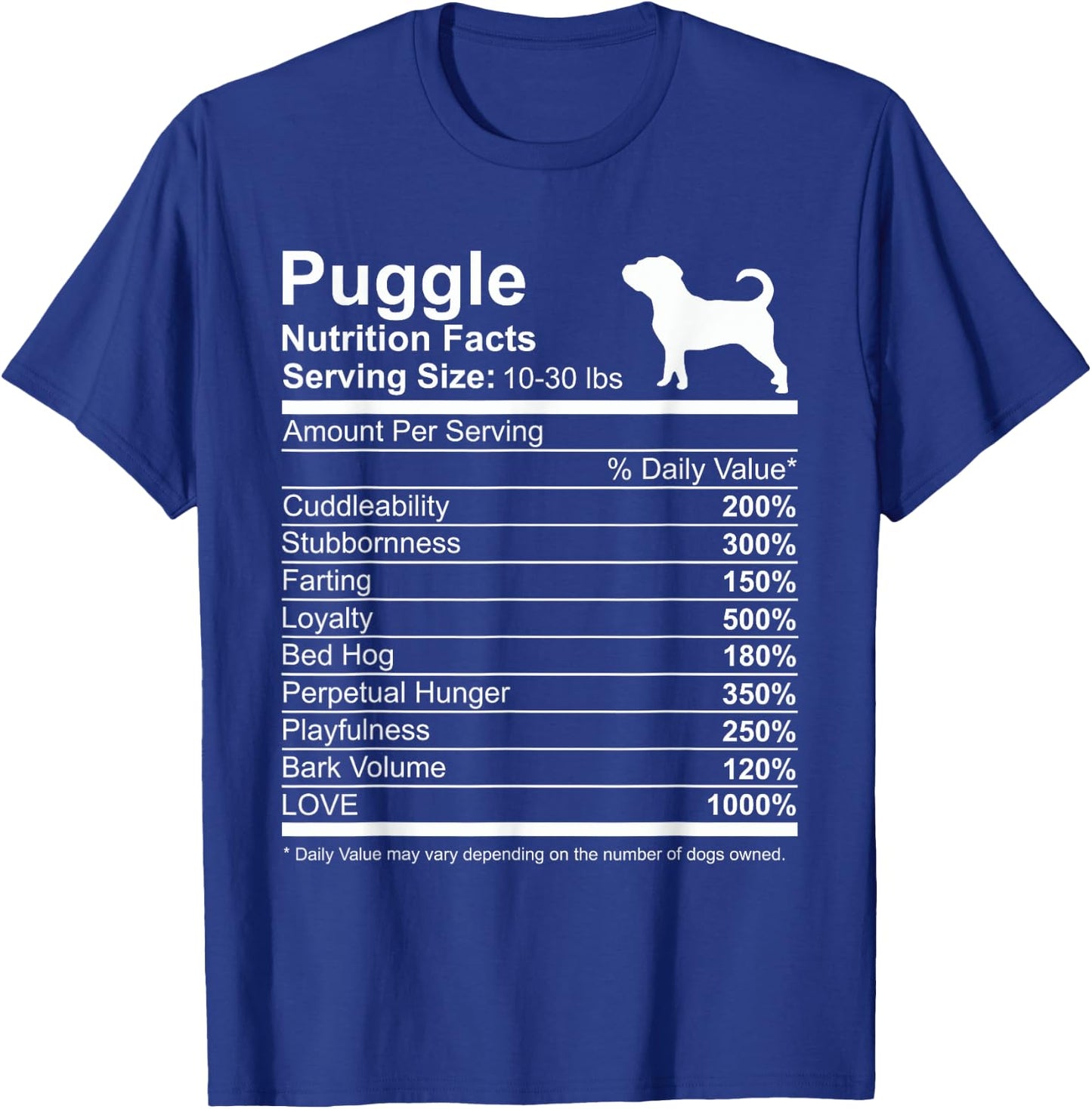 Funny Sayings for Puggle Lovers Dog Dad Black Cotton Polyester Classic Fit Short Sleeve Puggle Small -Adults T-Shirt - T-Shirt | Royal