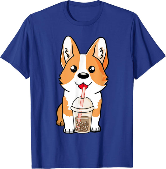 Boba Milk Tea Corgi Dog Puppy Lover Kawaii Japanese Anime T-Shirt - T-Shirt | Royal