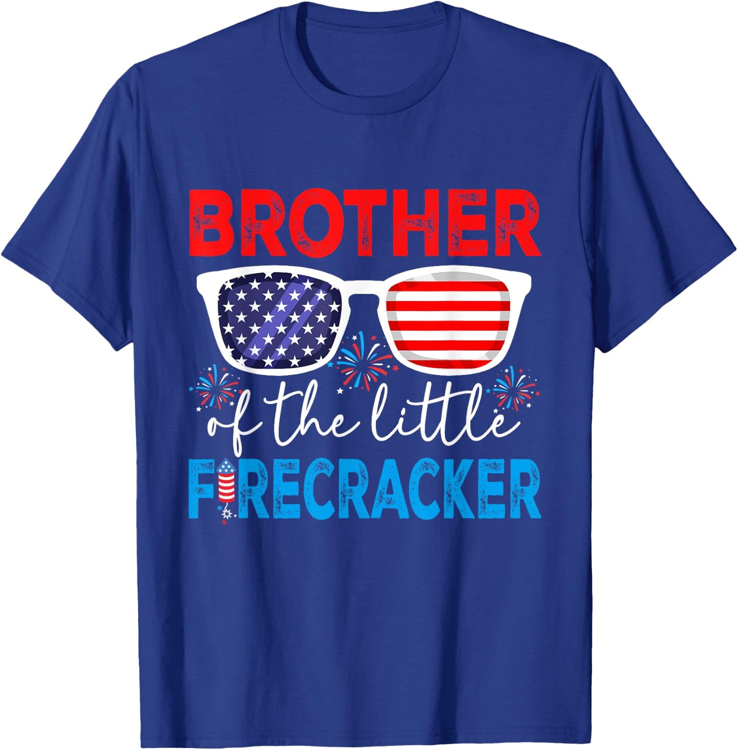 4th of July Birthday Party Brother Of The Little Firecracker T-Shirt - T-Shirt | Royal