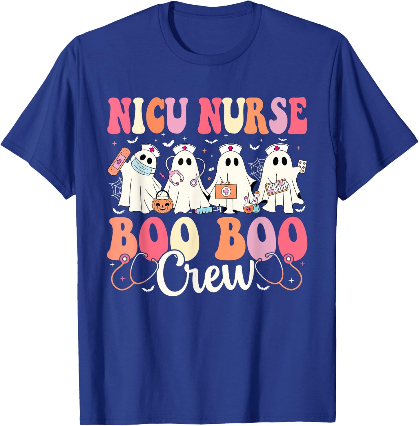 NICU Nurse Boo Boo Crew Ghost NICU Nurse Halloween Costume T-Shirt - T-Shirt | Royal