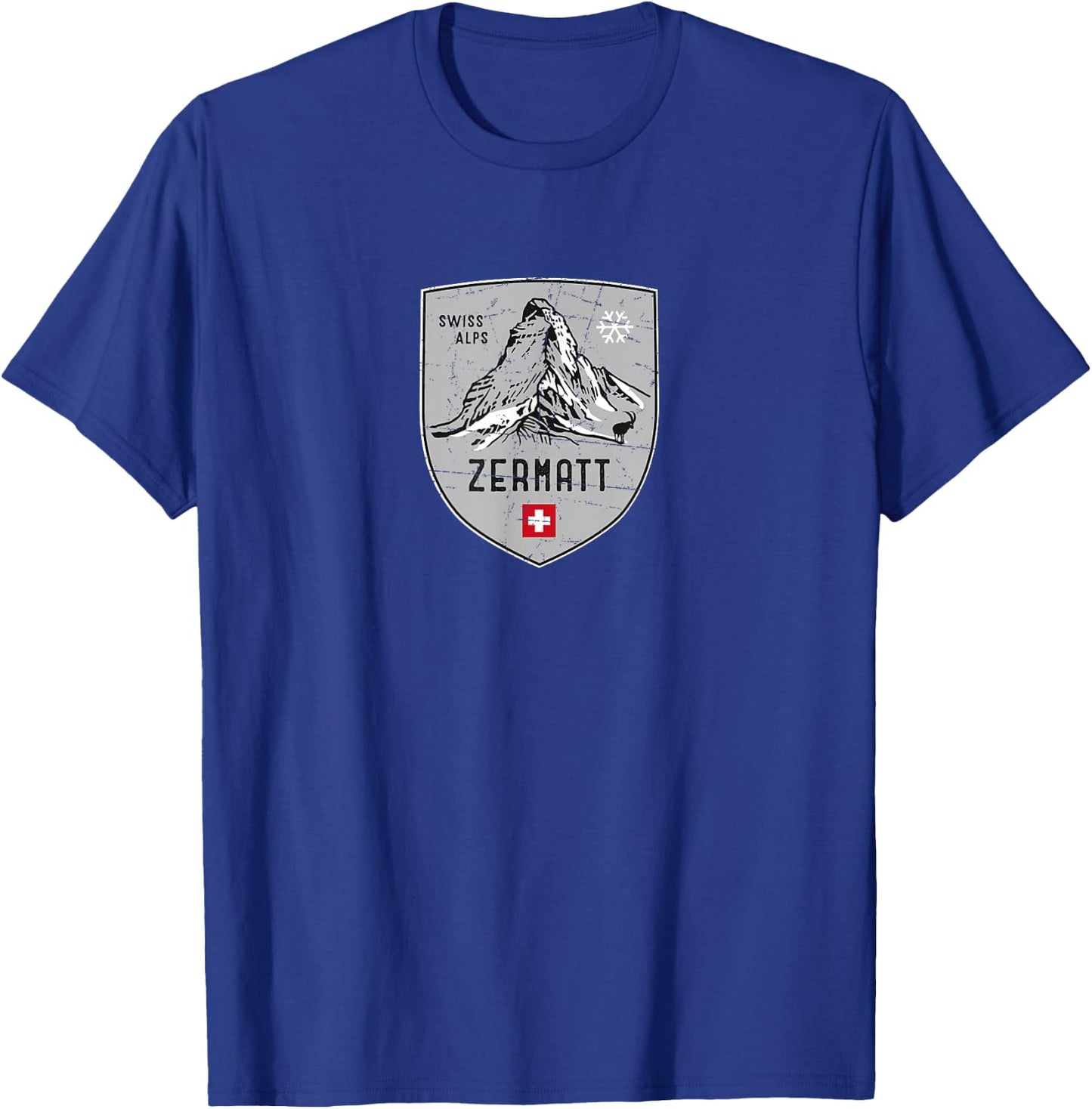 Zermatt Matterhorn Mountain Switzerland Emblem T-Shirt - T-Shirt | Royal