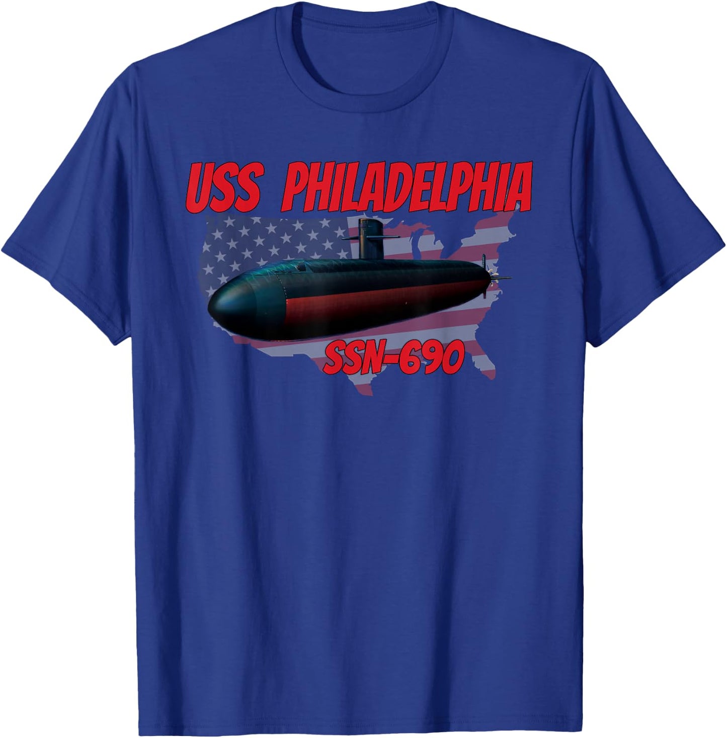 USS Philadelphia SSN-690 Submarine Veterans Father Grandpa T-Shirt - T-Shirt | Royal