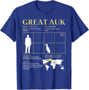 Great Auk Extinct Flightless Bird Penguin T-Shirt - T-Shirt | Royal