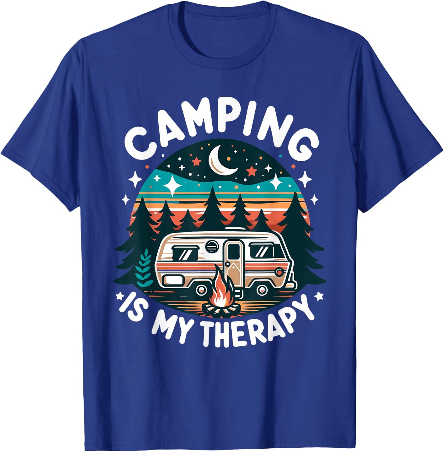 Camping Is My Therapy Summer Vacation Family Matching Funny Women Girls Kids T-Shirt - T-Shirt | Royal