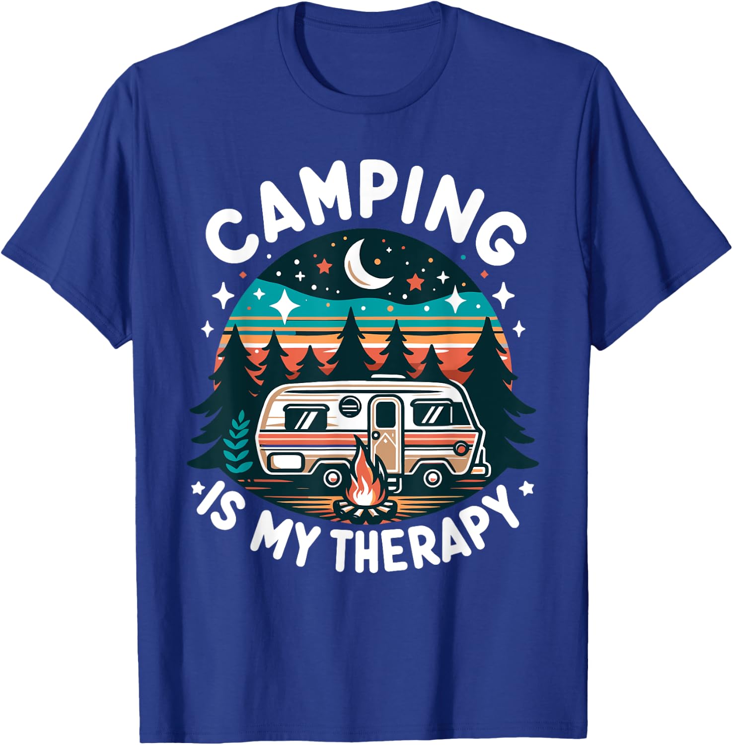 Camping Is My Therapy Summer Vacation Family Matching Funny Women Girls Kids T-Shirt - T-Shirt | Royal