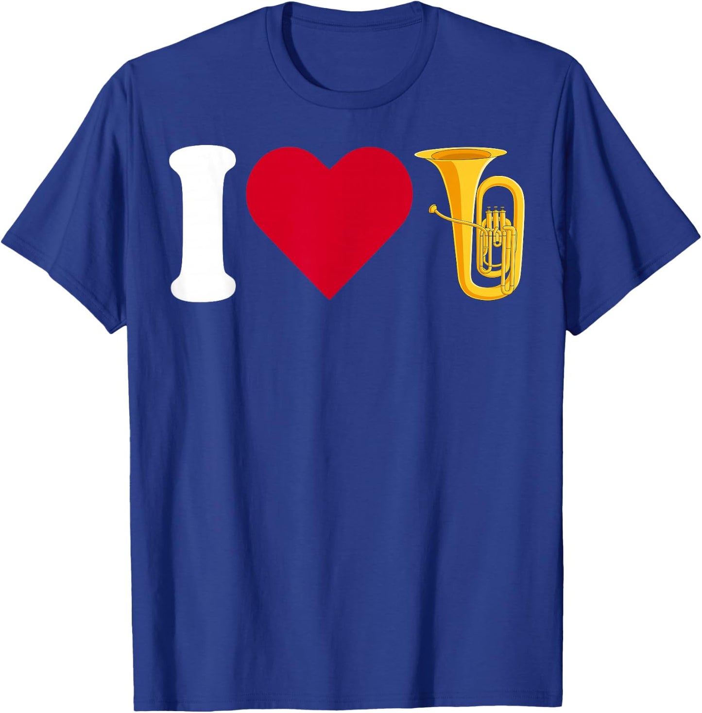 I Love Tuba - Love Heart Brass Musician Tuba Player Gifts T-Shirt - T-Shirt | Royal