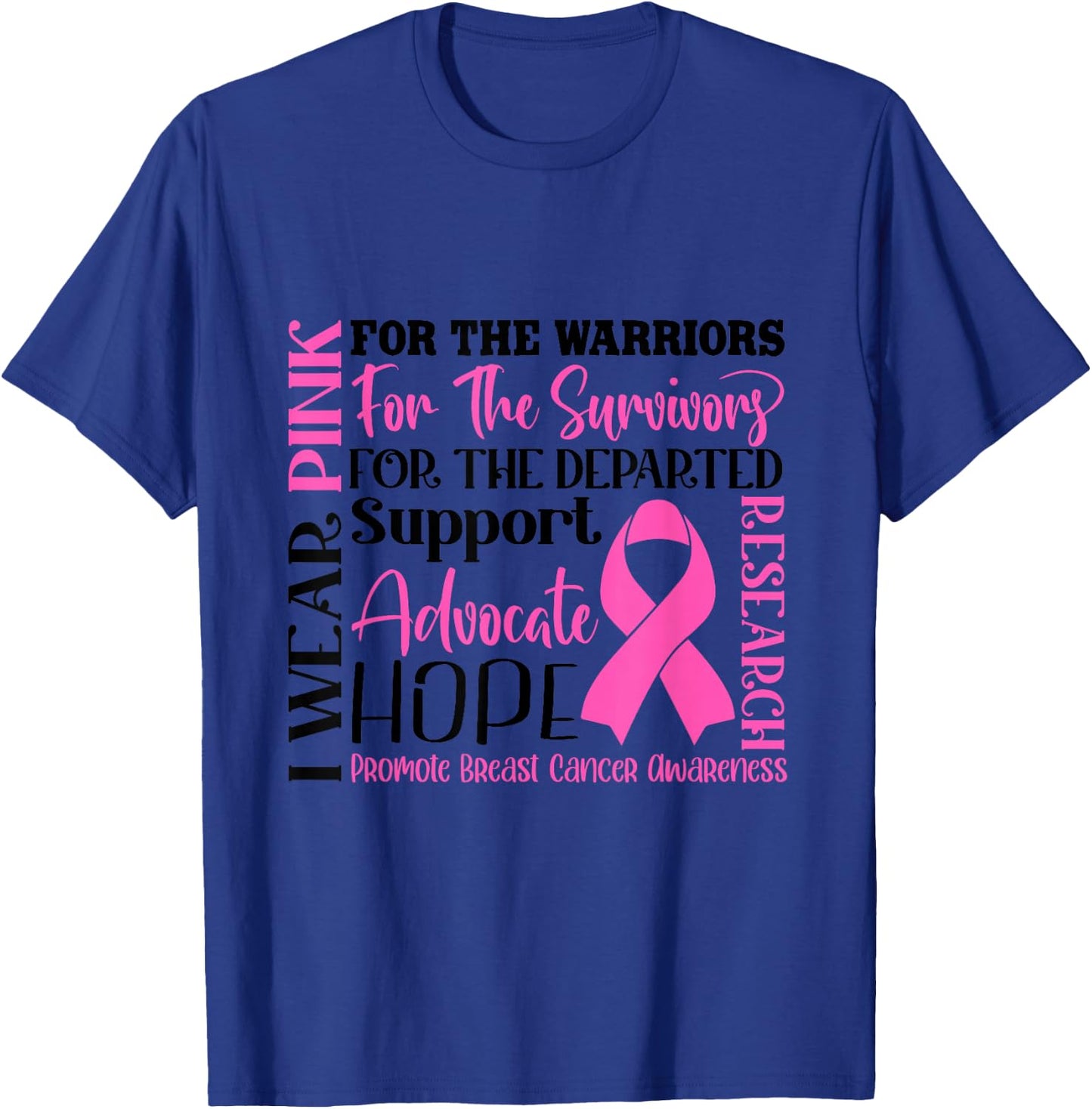 Breast Cancer Pink Ribbon Cancer Awareness T-Shirt - T-Shirt | Royal