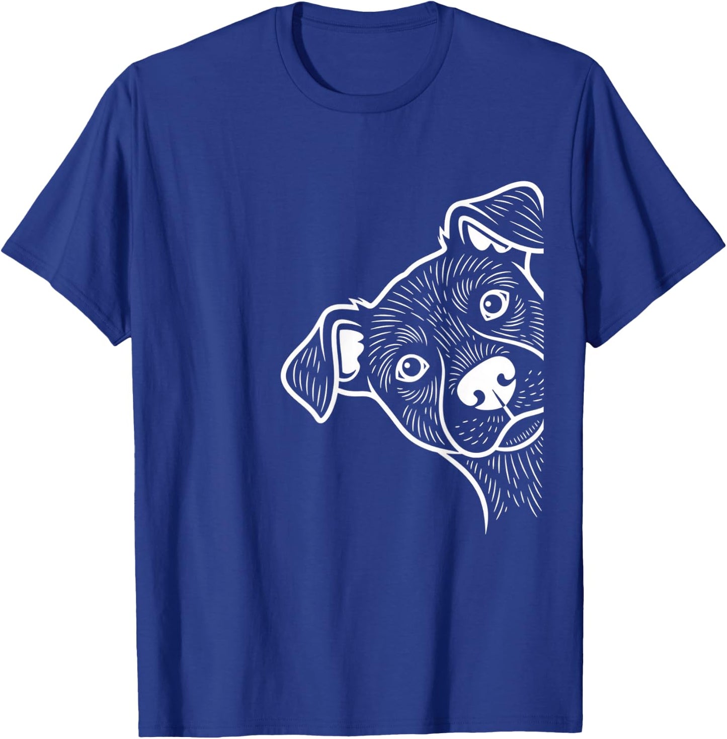 Dog Peeking Design for Dog Lovers, Playful Puppy Portrait T-Shirt - T-Shirt | Royal