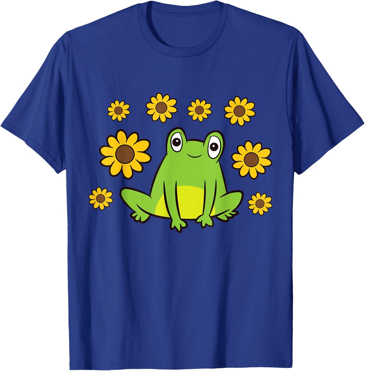 Cute Frog Summer Sunflower Kawaii Frog T-Shirt - T-Shirt | Royal