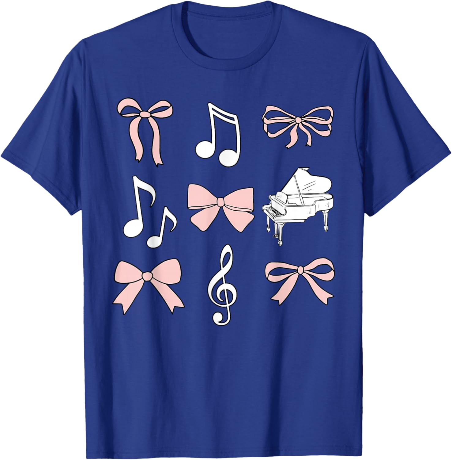 Coquette Bow Music Note Treble Clef Piano Teacher Musician T-Shirt - T-Shirt | Royal